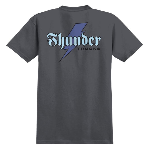 Thunder T-Shirt Bolt Script - Charcoal / Blue / Black Prints - Skatewarehouse.co.uk