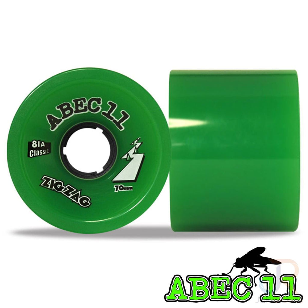 ABEC 11 - Classic Zigzags - Green - 70 / 81A - Set 4 Skateboard Wheels - 70mm