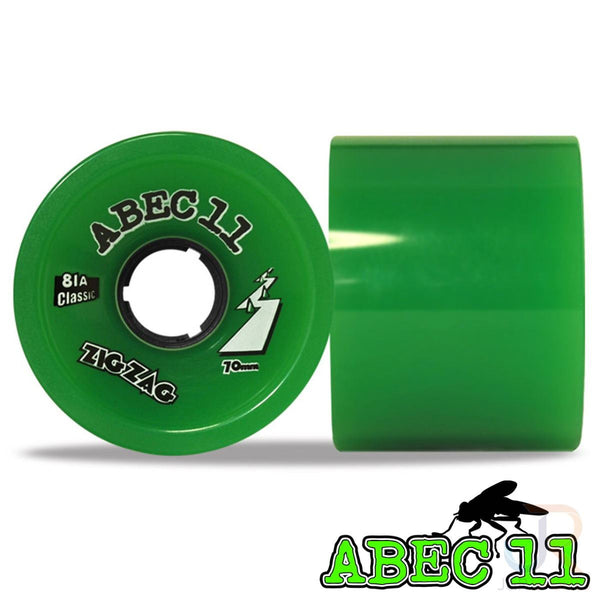 ABEC 11 - Classic Zigzags - Green - 70 / 81A - Set 4 Skateboard Wheels - 70mm