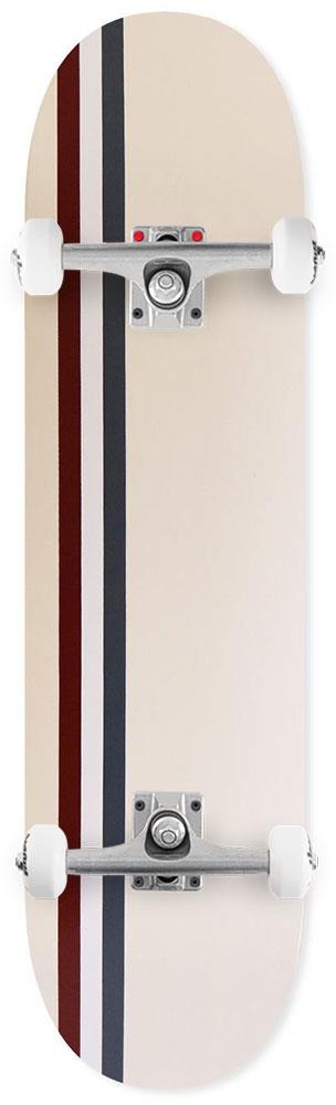 Skateboard Cafe Stripe - Cream/Burgundy/White/Navy x Venom Custom Complete Skateboard - 8.25" - Skatewarehouse.co.uk