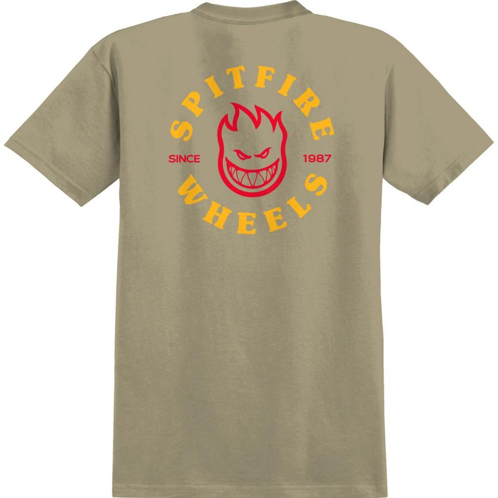 Spitfire Pocket T-Shirt Bighead Classic - Sand / Gold / Red - Skatewarehouse.co.uk