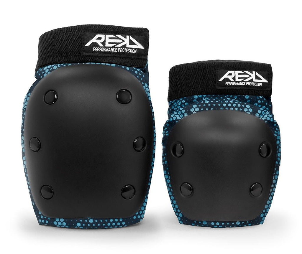 REKD Youth Heavy Duty Double Pad Set - Black / Blue - Skatewarehouse.co.uk