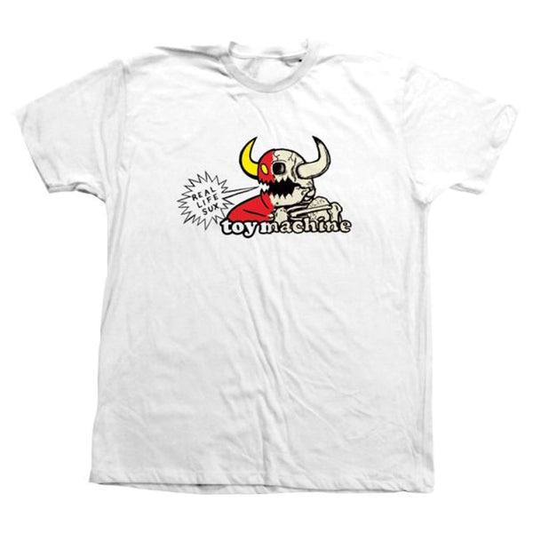 Toy Machine Real Life Sux Tee White - Skatewarehouse.co.uk