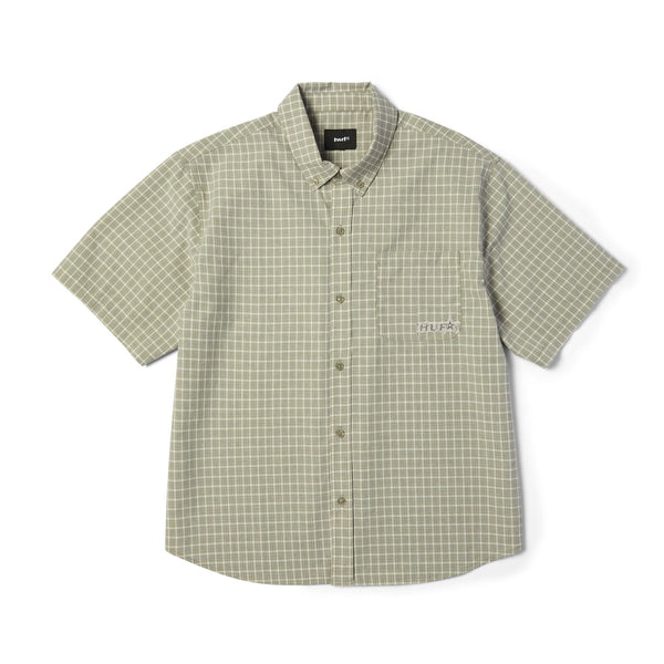 HUF Galaxy Plaid SS Woven Top (Stone) - S