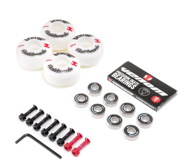 Venom Skateboards Logo White Skateboard Wheels & Venom ABEC 11 Bearings Pack + Bolts! - Skatewarehouse.co.uk