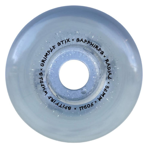 Spitfire X Grimple Skateboard Wheels Sapphire Grimple Dust - Clear W / Silver Glitter - Skatewarehouse.co.uk