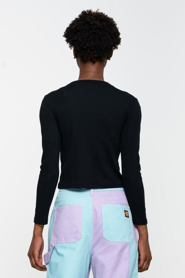 Santa Cruz Womens L/S T-Shirt Classic Dot Front L/S T-Shirt - Black - Skatewarehouse.co.uk
