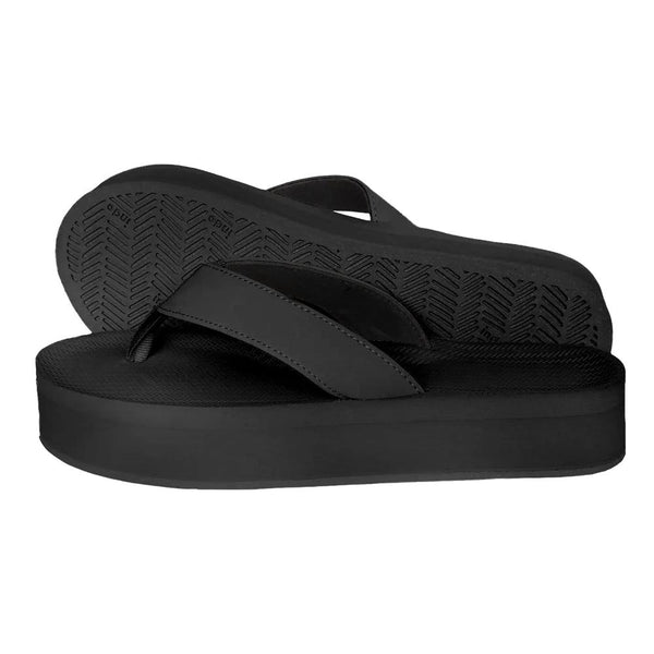 Indosole - Womens Flip Flops - Platform - Black Shoes
