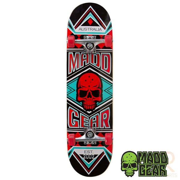 Madd Gear Pro Skateboard - Jest Red / Turquiose Complete Skateboard - 8.0