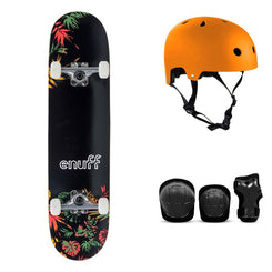 Enuff Floral Orange Complete Skateboard Bundle - SFR Helmet & Pads