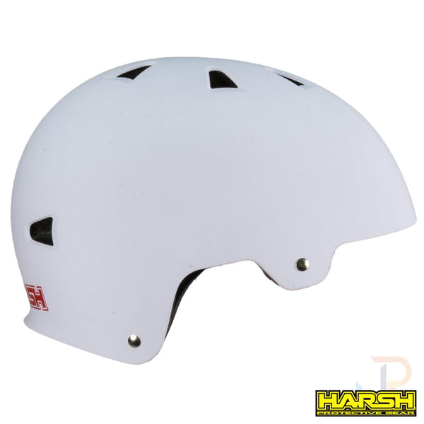 Harsh ABS Helmet - White with Red Straps