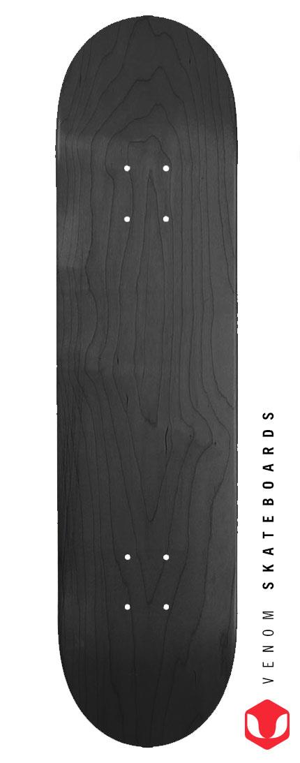 Venom Blank Skateboard Deck - Black - 7.75