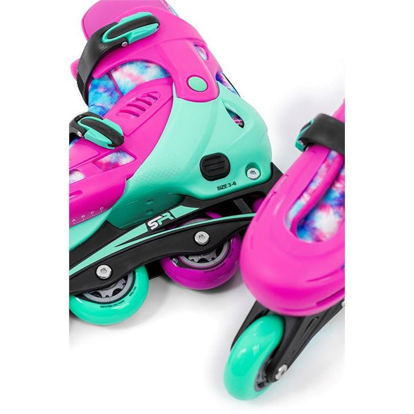 SFR Cyclone II Adjustable Inline Skates Tie Dye Bundle - SFR Helmet & Pads