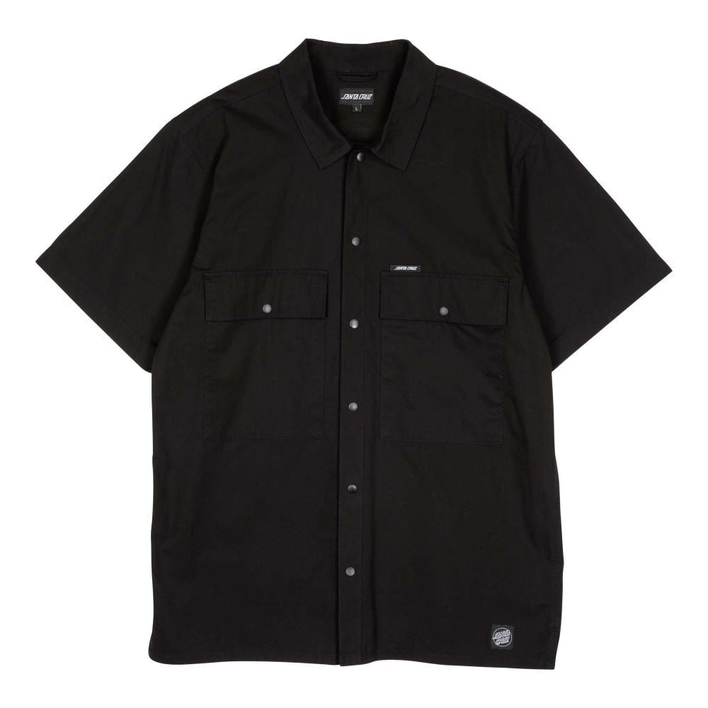 Santa Cruz Shirt SS Service Shirt - Black - Skatewarehouse.co.uk