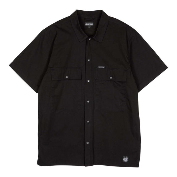 Santa Cruz Shirt SS Service Shirt - Black - Skatewarehouse.co.uk
