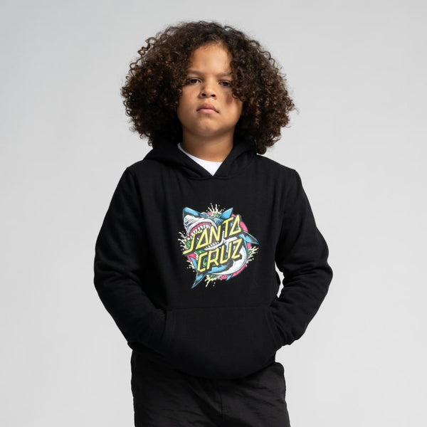 Santa Cruz Youth Hood Youth Shark Dot Front - Black - Skatewarehouse.co.uk
