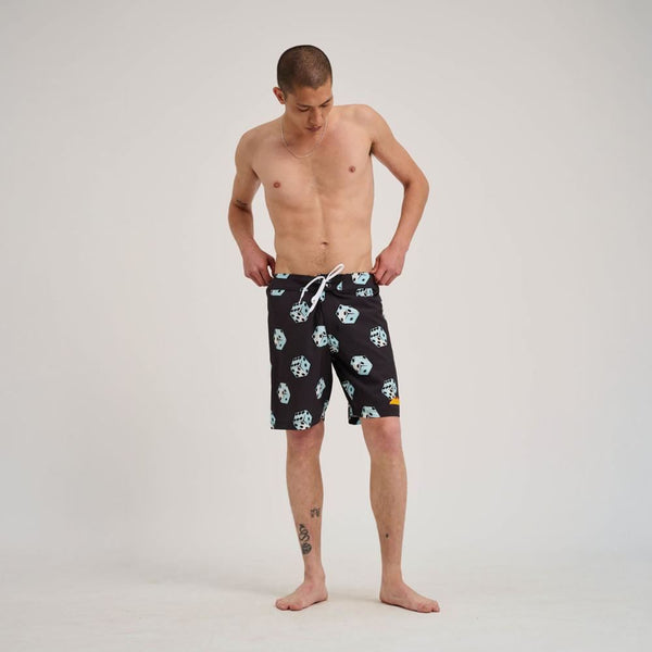 Santa Cruz Board Shorts Flaming Strip Dice Board Short - Big Dice - Skatewarehouse.co.uk