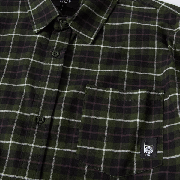 HUF Modal L / S Plaid Shirt (Olive) T-Shirt - S