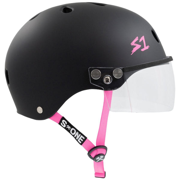 S1 Lifer Helmets inc Visor - Black Matt inc Pink Strap