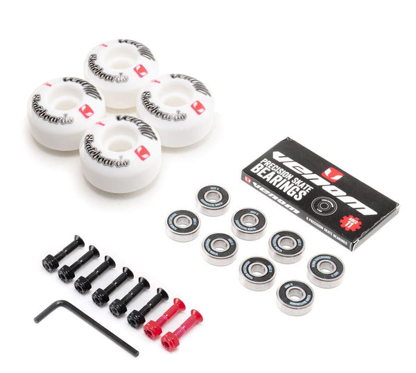 Venom Skateboards Logo White Skateboard Wheels & Venom ABEC 11 Bearings Pack + Bolts! - Skatewarehouse.co.uk