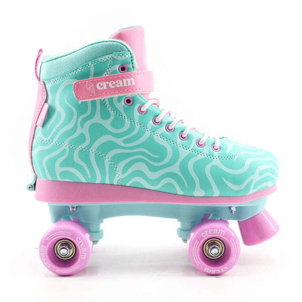 CREAM Scoop Quad Roller Skates, Adjustable - Wave, Teal / Pink - Skatewarehouse.co.uk