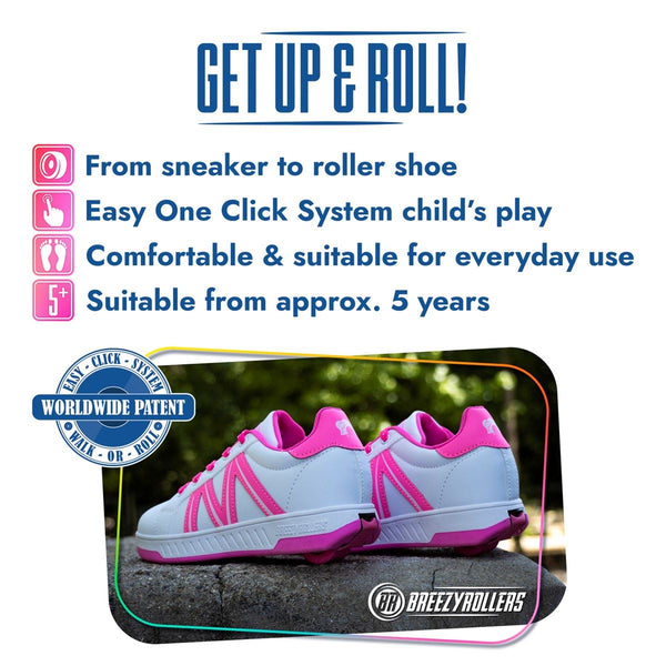 Breezy Rollers Classic - White / Pink - Skatewarehouse.co.uk