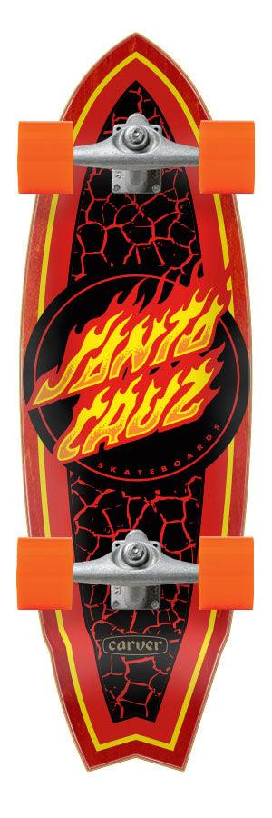 Santa Cruz x Carver Cruzer Flame Dot Shark CX Complete Surf Skate Board - 9.85