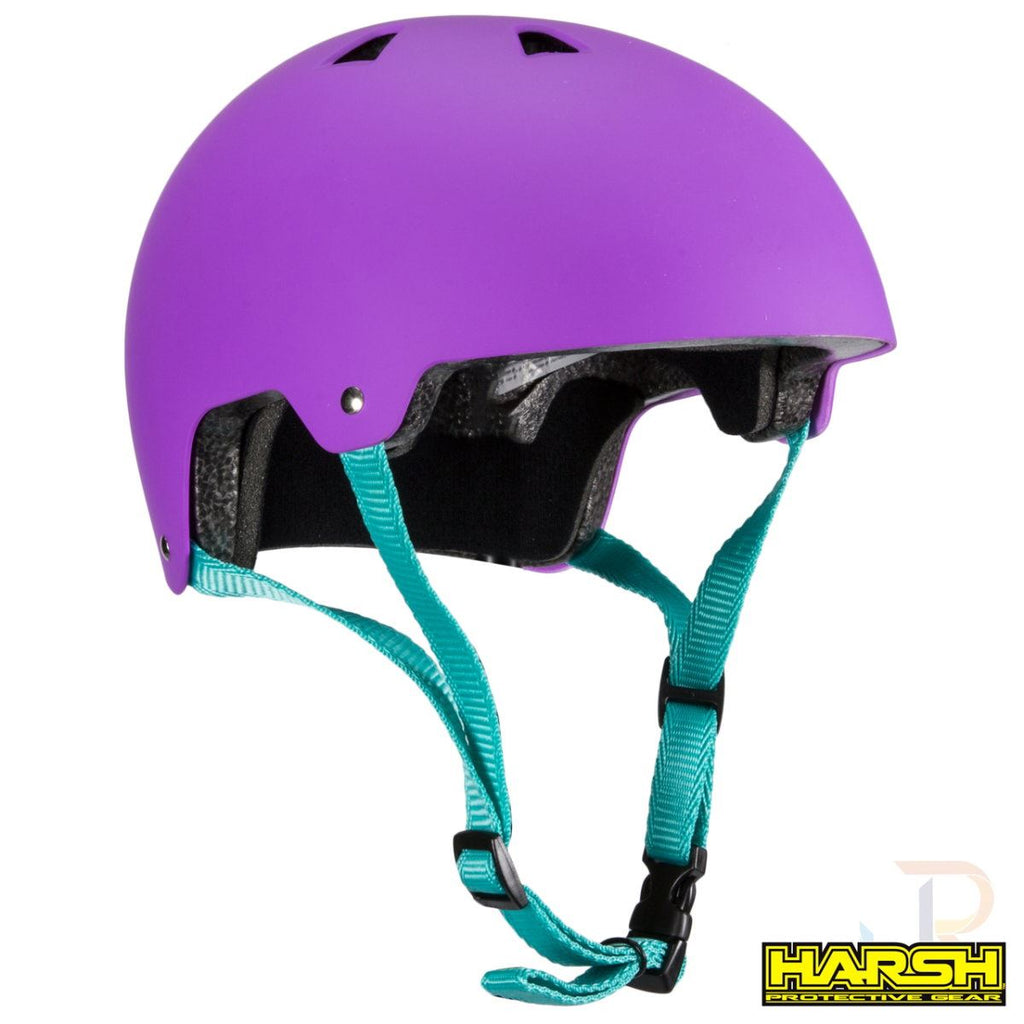 Harsh ABS Helmet - Purple with Teal Straps