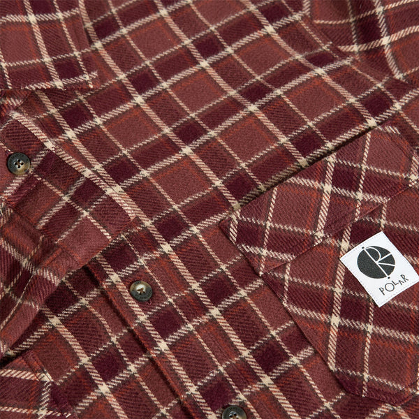 Polar Skate Co Mike LS Shirt | Flannel (Oxblood Check) - S