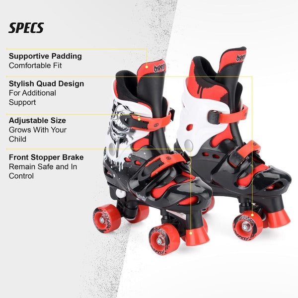 Osprey Adj Quad Skate - Skull - 1-4 (33-37)