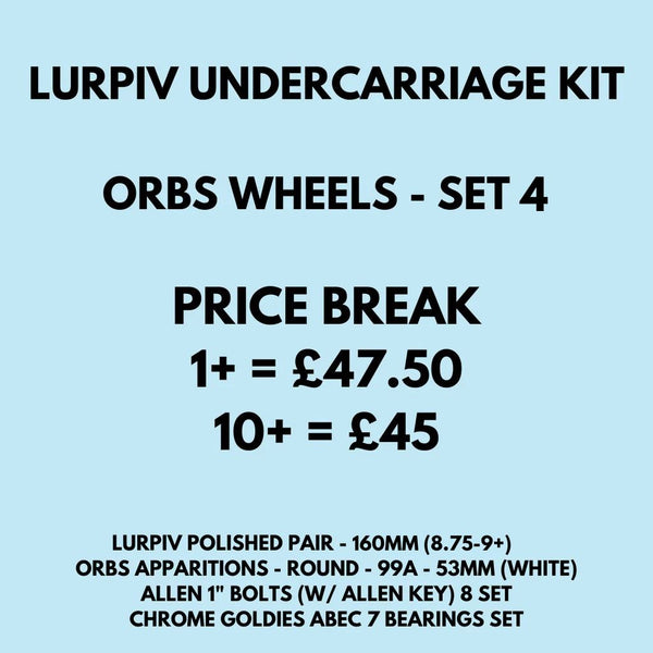Lurpiv Undercarriage Kit Orbs - 160 (8.75-9+) Skateboard Trucks - 160 (6.25