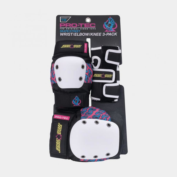 Pro-Tec Pads Street JR 3-PK Open Back SCA - Black / White / Pink