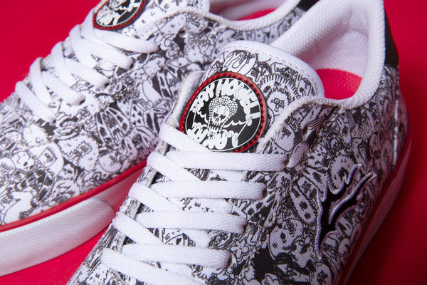 Lakai x Jay Howell Manchester Canvas Skate Shoes - White Print - Skatewarehouse.co.uk