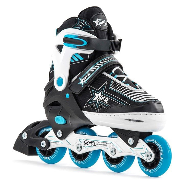 SFR Pulsar Adjustable Inline Skates Blue Bundle
