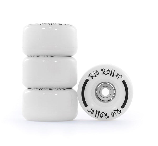 Rio Roller Quad Skate Light Up Wheels x4 - White Frost - Skatewarehouse.co.uk