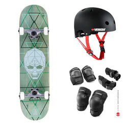 Enuff Geo Skull Green Complete Skateboard Bundle - 8.0"