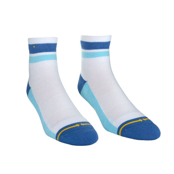 Merge4 Repreve and Organic Cotton White/Blue Quarter Crew Socks - Skatewarehouse.co.uk