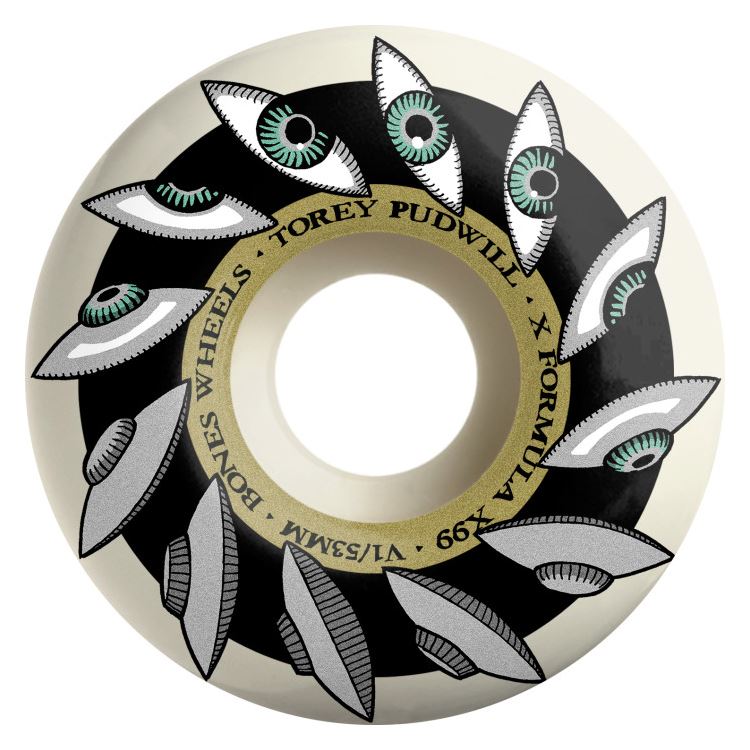 BONES Skateboard Wheels X-Formula Pudwill 'Eyeing Saucer' V1 Standard 99A - Skatewarehouse.co.uk