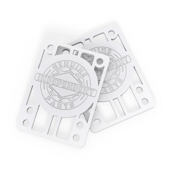Indy Riser Pads 1/8 (Pack of 2) White Skateboard Risers - Skatewarehouse.co.uk