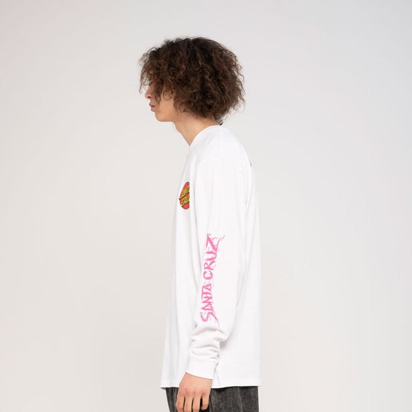 Santa Cruz Longsleeve T-Shirt Meek Slasher L/S T-Shirt - White - Skatewarehouse.co.uk