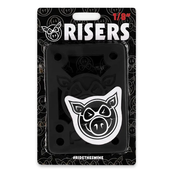 Pig Skateboard Wheels / Hard Risers Black Skateboard Deck - 8.0