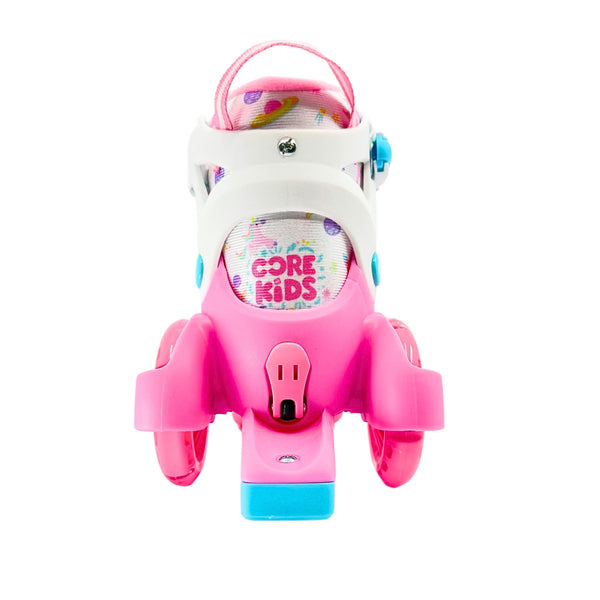 CORE Kids Newbie 4 Wheel Adjustable , LED Wheels - Pink / Blue Quad Skates - 6-9J UK / 23-27 EU / 7-10J US