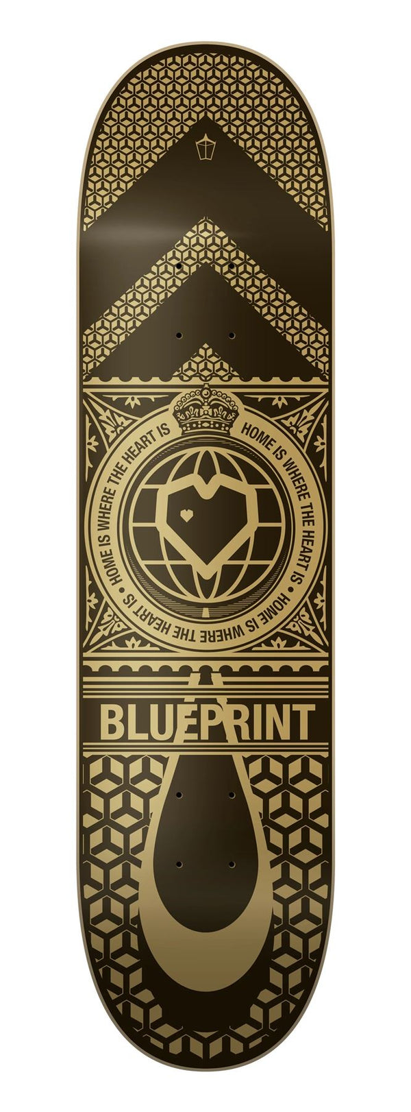 Blueprint Home Heart Black / Gold Skateboard Deck - 8.125