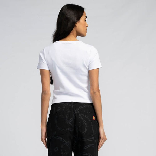 Santa Cruz Womens T-Shirt Barbed Oval Dot Front T-Shirt - White - Skatewarehouse.co.uk