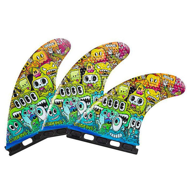3D Fins - All Rounder Thruster - Medium - Monsters (FCS1 / FCS2 / Futures)