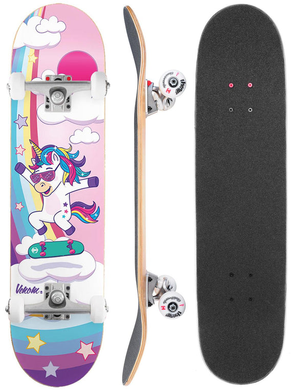Venom Unicorn Flip Kids Mini Junior Complete Skateboard Bundle - 7.25