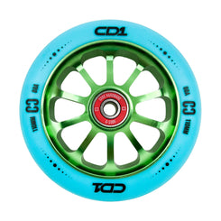CORE CD1 Spoked Stunt Scooter Wheel 110mm - Blue/Lime - Skatewarehouse.co.uk