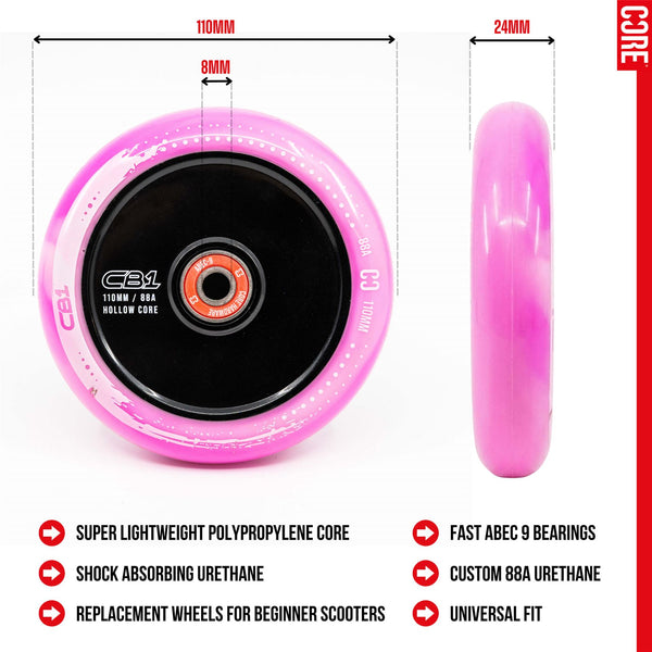 CORE CB1 Nylon Hollow Core Scooter 110mm - White / Pink Scooter Wheels