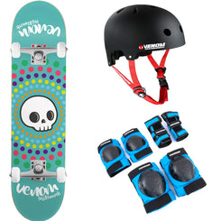 Venom Skull Spots Teal Core Complete Skateboard Bundle - 7.75" **PRE-ORDER** - Skatewarehouse.co.uk