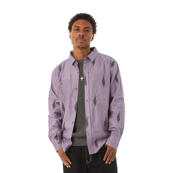 Larkin Embroidered Work Shirt (Dust Purple)